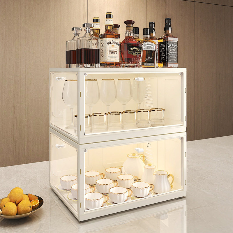防尘杯子大容量收纳盒咖啡杯马克杯置物架透明红酒杯加厚储物盒
