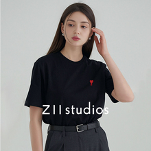 Z11 studios女款短袖T恤2024夏新品设计感小爱心纯棉圆领重磅情侣