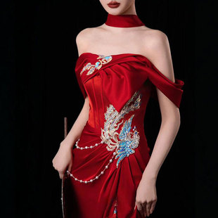 晚礼服女2026新款高级感轻奢小众高端敬酒服新中式订婚红色连衣裙