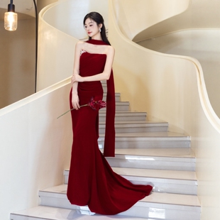 红色晚礼服女2026新款高级感轻奢小众高端宴会年会鱼尾裙敬酒服