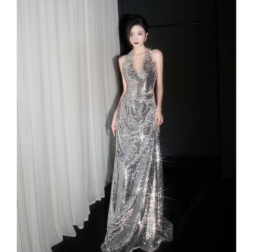 亮片性感长裙晚礼服高级感