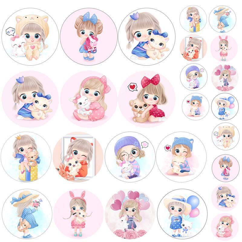 萌娃花仙子设计师款涤帆布麻料布料diy底布画26个图案14大12小