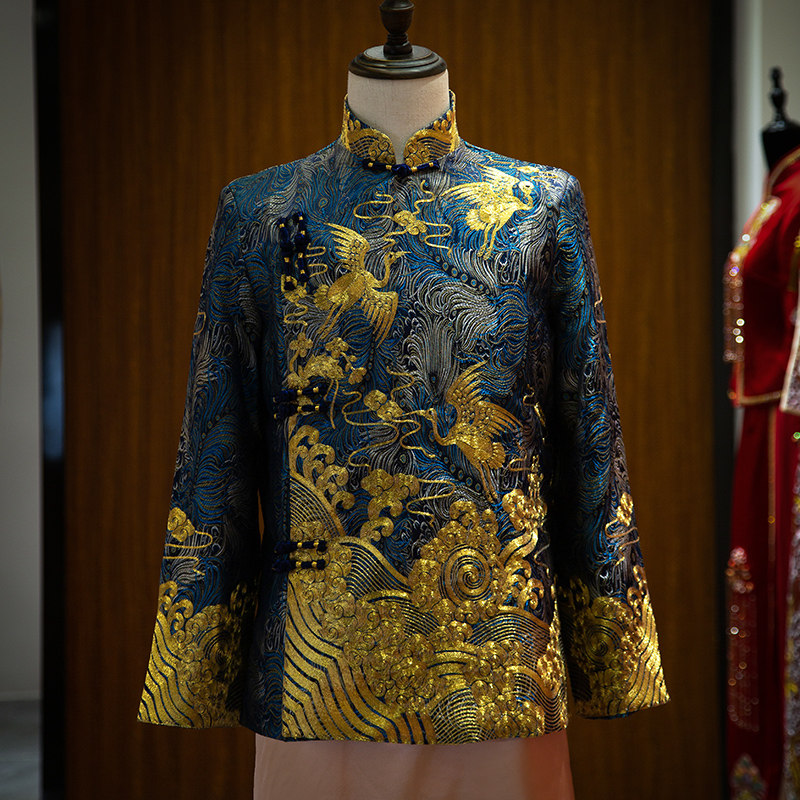 新郎秀禾服中式新郎服2021春夏新款结婚礼服马褂男装复古婚服男款