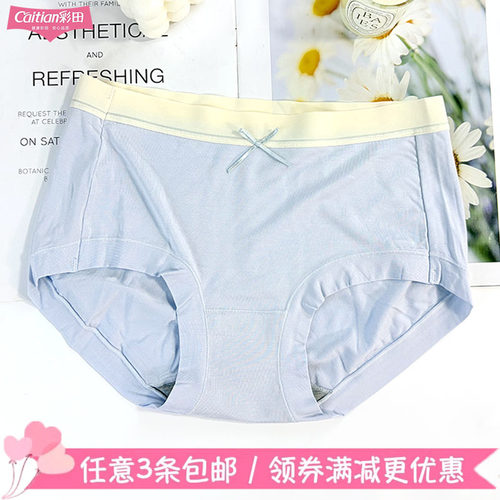 彩田内裤女新款32283中腰莫代尔纯色简约柔软石墨烯抗菌高腰32285