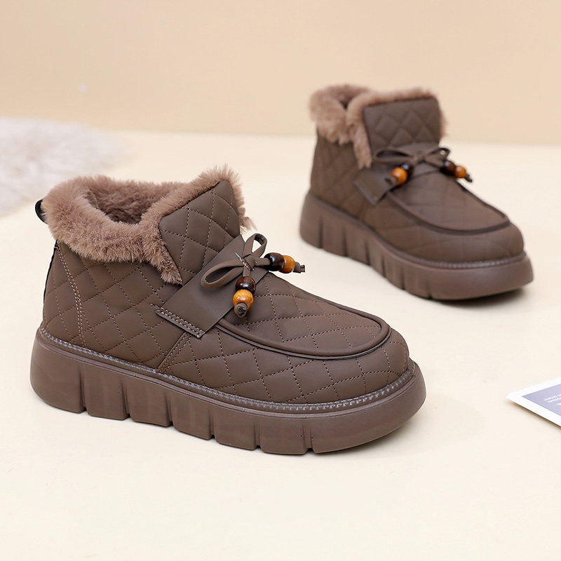 2025冬新款老北京棉鞋加绒加厚皮面雪地靴保暖防滑一脚蹬厚底棉靴,女鞋,时尚雪地靴,淘宝优惠券,粉丝福利购,淘宝优惠卷