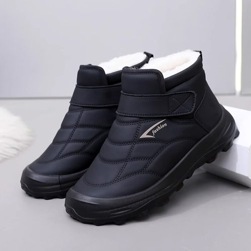 2025冬季皮面加绒防水雪地靴棉靴