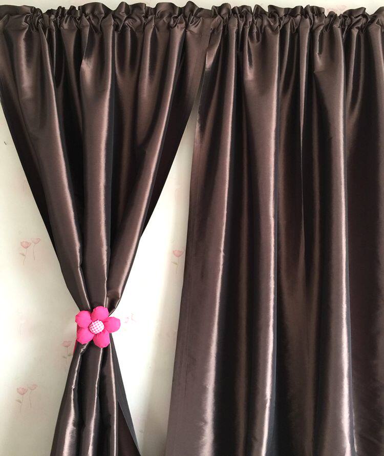 简约现代遮阳隔热窗帘成品卧室客厅窗帘遮光半帘深咖啡色