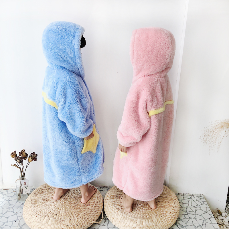 儿童睡袍法兰绒秋冬浴袍女童睡衣