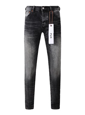 美式高街潮牌PUR秋季新款黑色水洗磨白牛仔裤男士弹力修身小脚裤