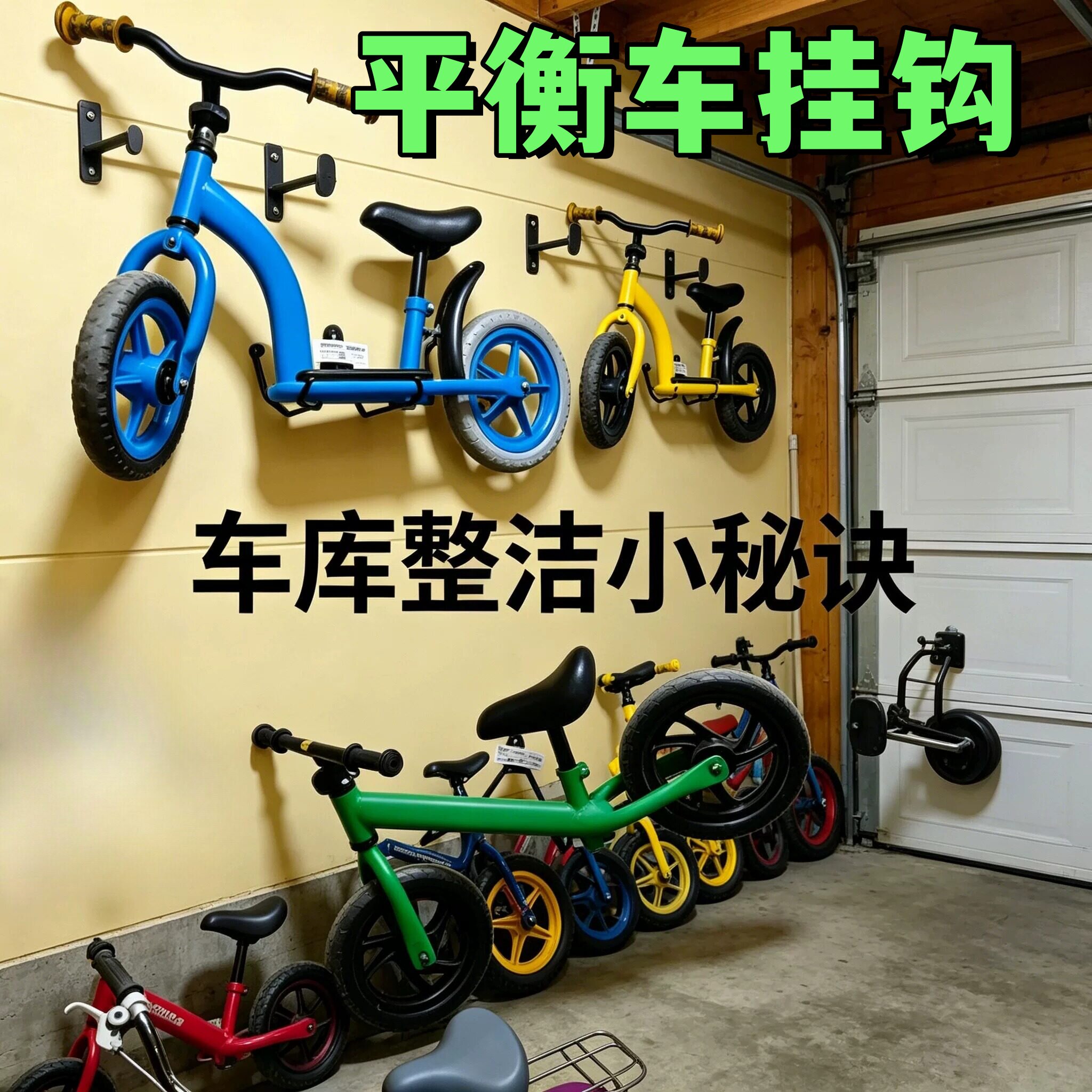 自行车婴儿车挂钩童车扭扭车滑板车挂钩挂架墙壁展示儿童平衡车架
