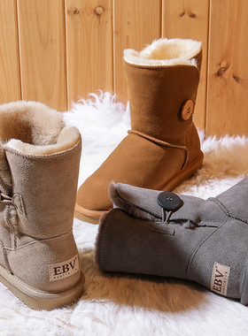雪地靴女中筒时尚棉鞋子保暖加厚学生百搭韩版牛皮加绒防滑2025冬