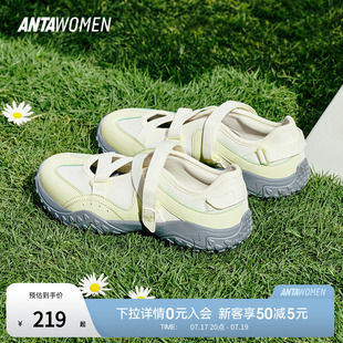 安踏芭蕾凉鞋夏季新款玛丽珍凉鞋女鞋运动鞋子银色薄底鞋休闲鞋