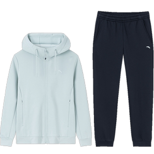 安踏秋季开衫连帽外套长裤套装女士运动休闲外套运动裤两件套