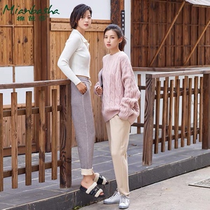 棉芭莎樱花裤芭莎裤女款润肤秋冬加绒加厚保暖时尚休闲新款哈伦裤