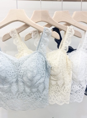 古妃52017棉质刺绣蕾丝背心吊带抹胸内衣防走光薄款法式美背打底1