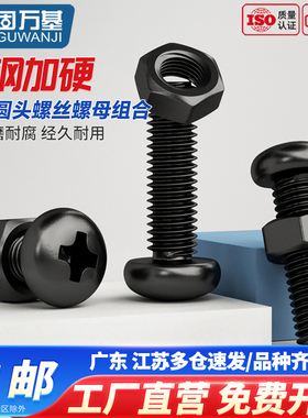 铁发黑圆头螺丝螺母套装大全十字盘头螺栓螺帽组合螺杆M2M3M4M5M6