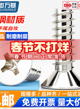 镀镍十字平头平尾自攻螺丝YB846沉头KB小螺丝钉M1M1.2M1.4M1.7-M4