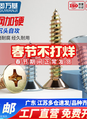 蓝锌加硬十字沉头自攻螺丝钉KA平头自攻钉小木螺钉 自攻丝M4M5M6