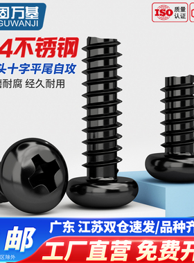 YB845黑色304不锈钢十字圆头盘头平尾自攻螺丝钉小螺钉PBM2M3M4M5