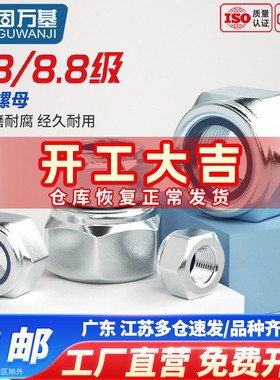 铁白锌防松螺母尼龙防滑锁紧螺丝帽M2M3/M4M5M6M8M10M12M14M16M20