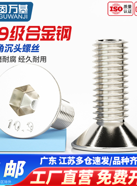 10.9级镀镍沉头内六角螺丝平头螺栓平杯螺钉M2M2.5M3M4M5M6M8M10