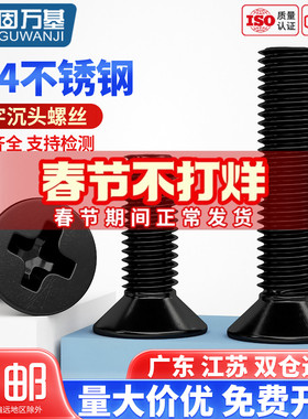 黑色304不锈钢十字沉头螺丝钉平头螺栓机丝小螺钉M2.5M3M4M5M6M8