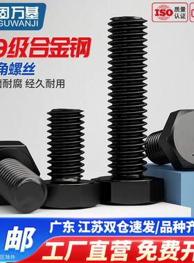 12.9级外六角螺丝发黑高强度碳钢加长螺钉螺栓M5M6M8M10M12M14M16