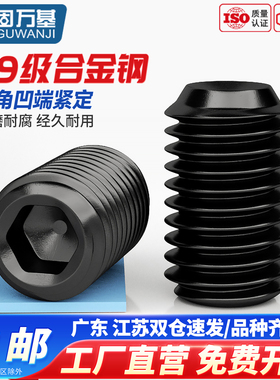 紧定螺丝 12.9级黑色凹端杯尾内六角无头螺丝钉机米顶丝M3M4M5M6