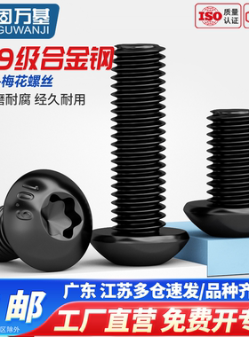 10.9级防盗螺丝高强度梅花孔半圆头盘头内六角螺钉圆杯M2M3M4-M10