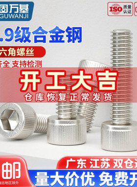 12.9级镀镍内六角螺丝钉圆柱头高强度杯头螺栓加长螺钉M2M3M4M5M6