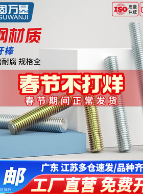 镀锌牙条丝杆牙棒通丝全螺纹螺杆M3M4M5M6M8M10M12M16M20螺栓螺柱