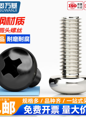 铁镀镍十字圆头螺丝黑色螺栓盘头螺钉机牙电子小螺丝M2M3M4M5MM6