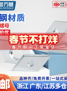 碳钢镀白锌菱型螺母菱形螺帽国标铝型材配件30型40型M4M5M6M8mm