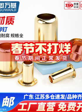 铜鸡眼扣铆钉 空心铜铆钉 单机管过孔通芯铜制过孔铆钉M3M4M5M6