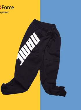 加肥加大码束脚裤子字母印花运动长裤胖子男装休闲卫裤嘻哈街舞裤