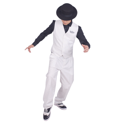 条纹演出服街舞宽松西装马甲