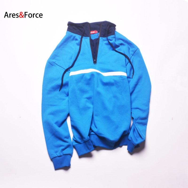 这就是王一博街舞4同款衣服明星韩版潮牌蓝色翻领字母卫衣宽松潮