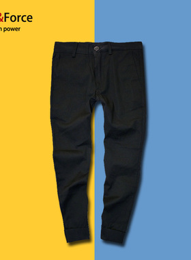 Ares＆Force男韩潮牌简约英伦9分休闲裤运动工装九分裤加肥加大码
