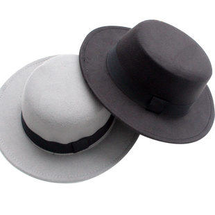 少儿街舞Popping帽子locking儿童机械舞表演成人毛呢礼帽平顶平沿