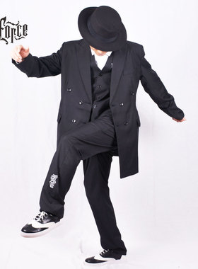 男西装外套popping裤子男衣服locking马甲演出服西服街舞表演服装