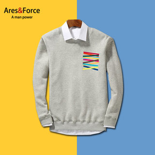 Ares＆Force男装新款潮牌印花宽松休闲圆领情侣卫衣男套头加大码