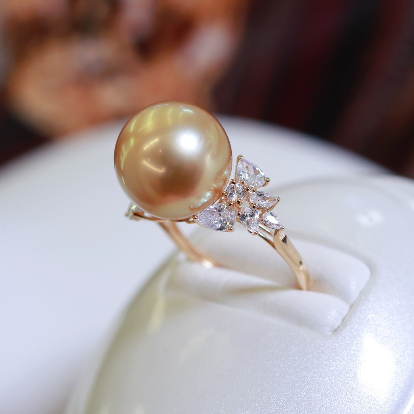 18K金镶锆石戒指配件空托