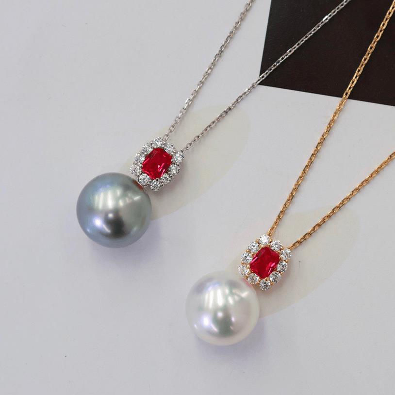 18k金红锆10-13mm珍珠吊坠配件