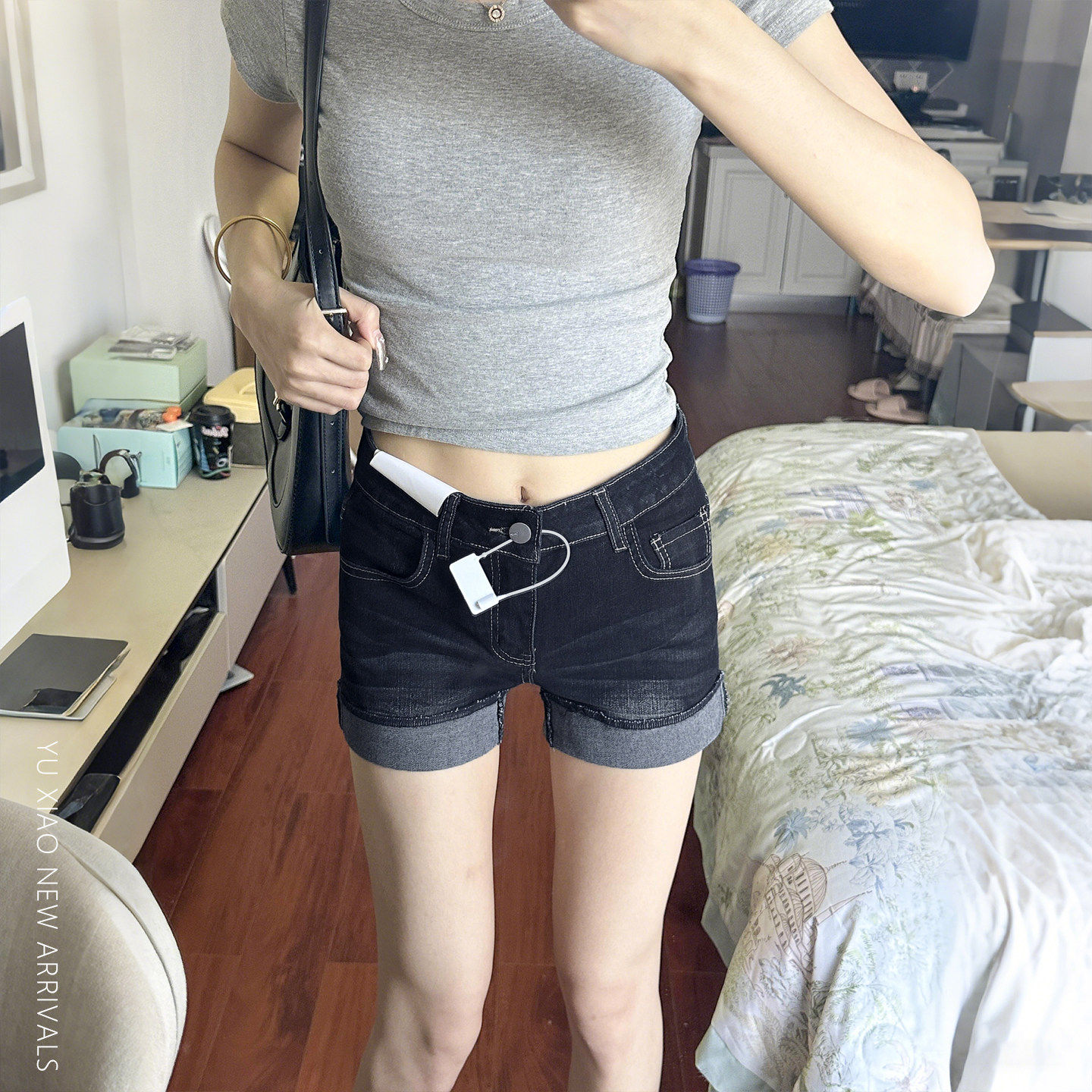 美式a字牛仔短裤女夏季梨型身材小个子显瘦大尺码胖mm弹力外穿热