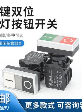 双键按钮开关红绿自复位LA42HND-11长方形启动停止20双位绿箭头