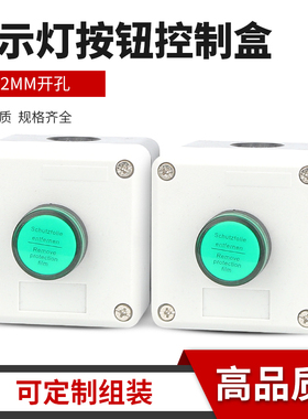 1孔指示灯按钮盒绿色LED信号电源指示灯220V380V24V12V塑料盒22mm
