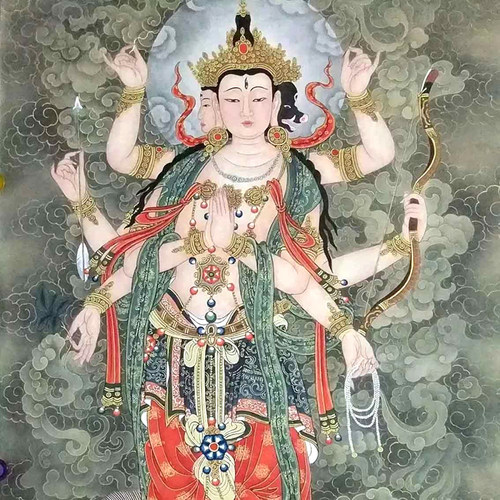 结缘摩利支天菩萨像财神像微喷画芯供奉佛像40x57厘米佛画像