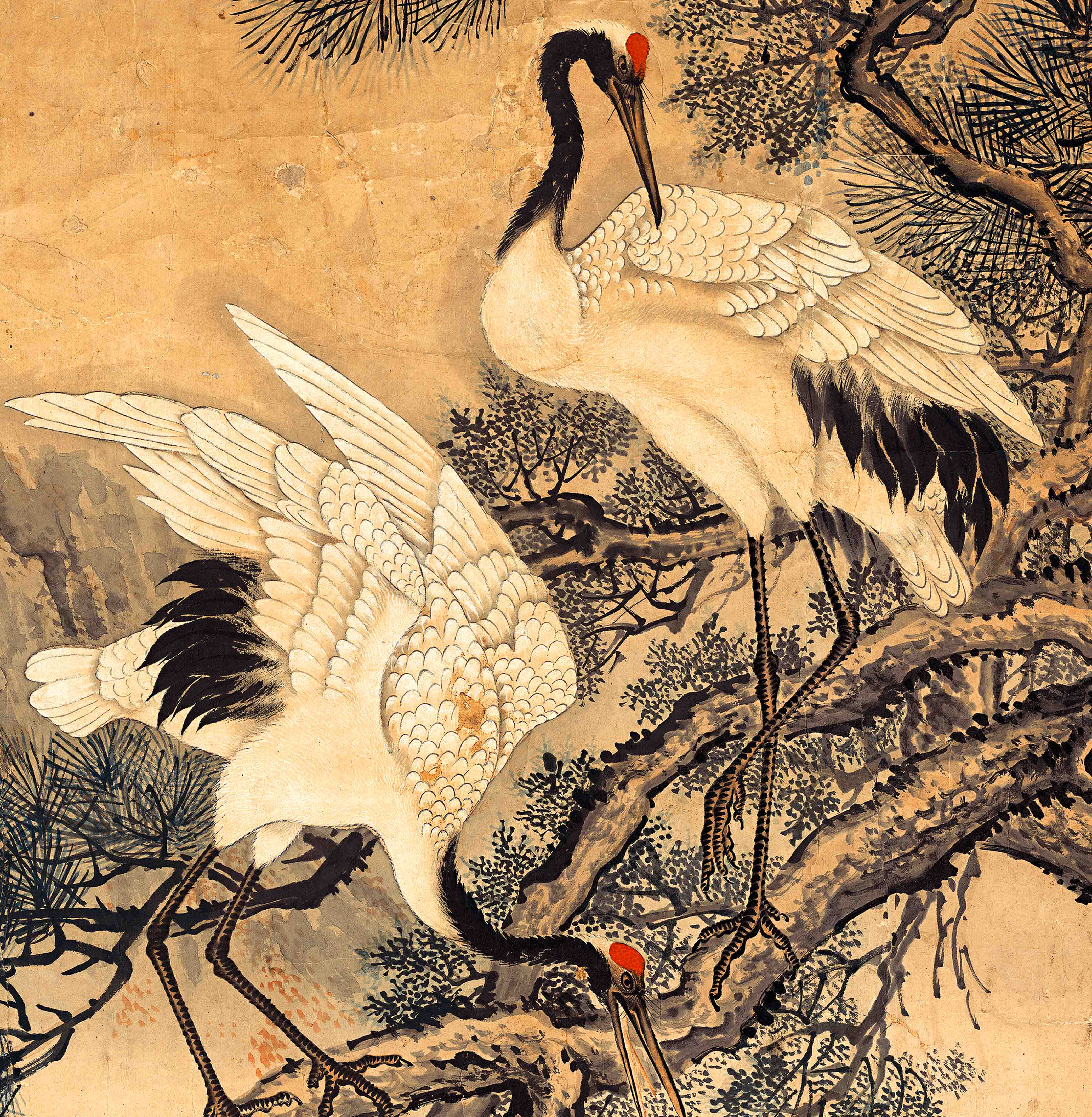 新品清沈铨 九如图 祥鹿白鹤富贵如意图古代名画竖幅国画装饰画