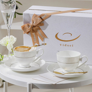 骨瓷咖啡杯套装情侣结婚轻奢实用伴手礼男生日礼物下午茶对杯礼盒