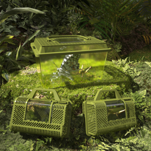 乌龟缸塑料家用鱼缸中小型手提家用饲养箱子带盖户外昆虫专用容器